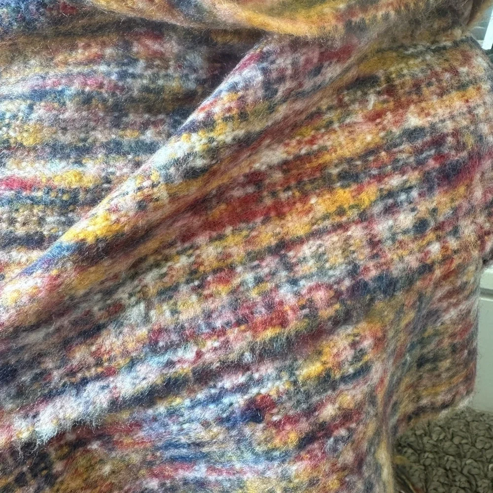 Pristine Stunning Multicolor Knit Scarf with Fringe - Picture 2 of 5